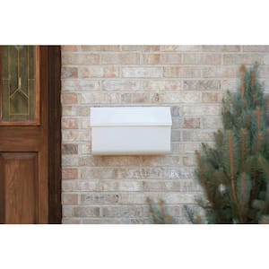 Woodlands White, Medium, Steel, Wall Mount Mailbox