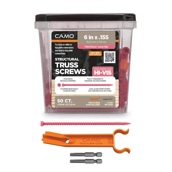 6 in. x 0.155 in. Hi-Vis T30 Star Drive Structural Truss Wood Screw - Pink PROTECH Exterior Coated (50-Pack)