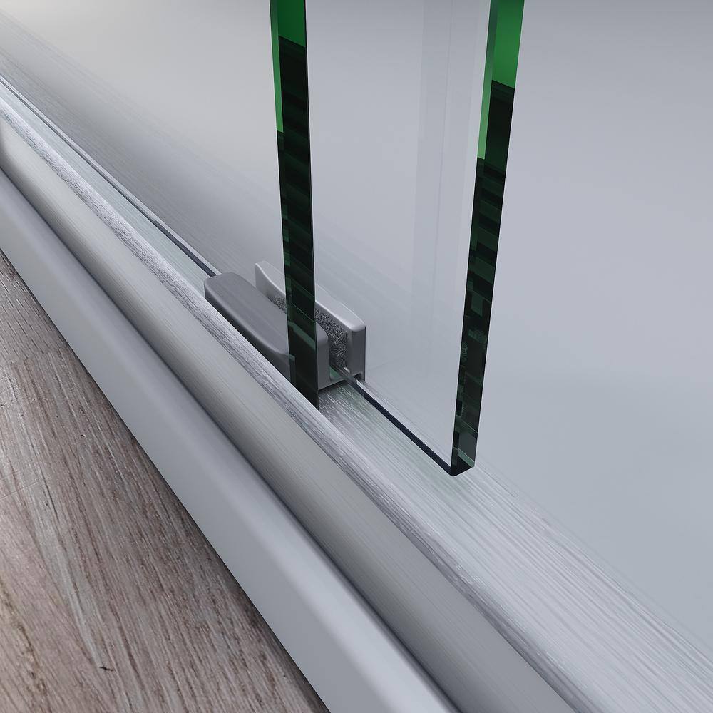 60" x 72" Semi Frameless Sliding Aluminum Shower Door with Clear Tempered Glass