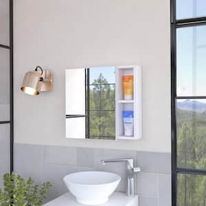 19.6 in. W x 18.6 in. H White Rectangular Surface Mount Bathroom Medicine Cabinet with Mirror and External Shelf