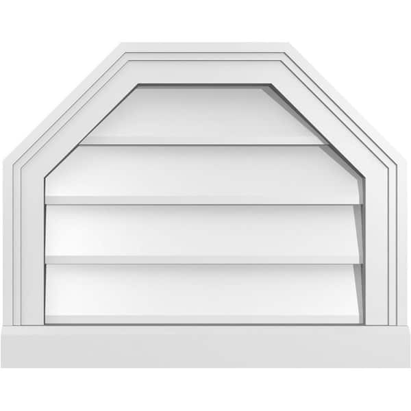 Ekena Millwork 20 in. x 16 in. Octagonal Top Surface Mount PVC Gable Vent: Decorative with Brickmould Sill Frame