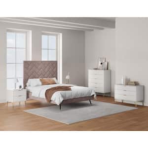DUMBO White 3-Piece 2-Drawer 20.07 in. Nightstand, 5-Drawer 35.19 in. Chest and 3-Drawer 35.19 in. Dresser Set