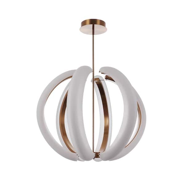 Unwind Large 122.4-Watt 1-Light Satin Brass Finish Dining/Foyer Integrated LED Pendant-Light with Frost Acrylic Shade