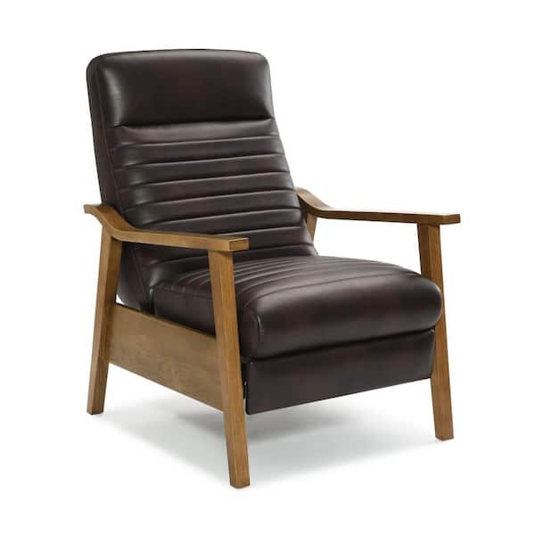 Unbranded Arthur Burnished Brown Faux Leather Stationary Push Back Recliner