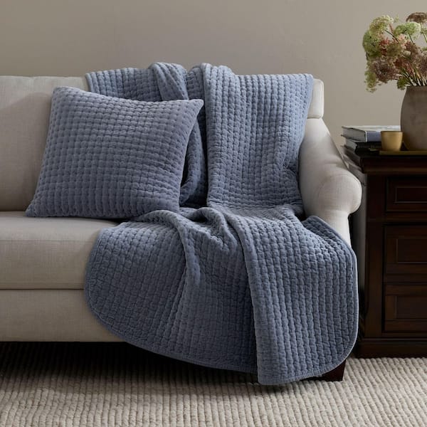 Legends Luxury Tufted Stitch Velvet Decorative Blue 12 in. L x 21 in. W Throw Pillow Cover