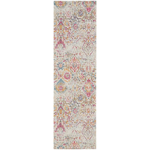Nourison Damask Multicolor 2 ft. x 8 ft. Damask Transitional Runner Rug