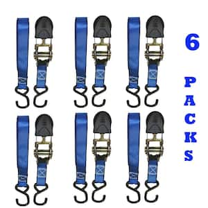 1 in. x 12 ft. Blue Webbing Ratchet Tie-Down Strap (6-Pack)