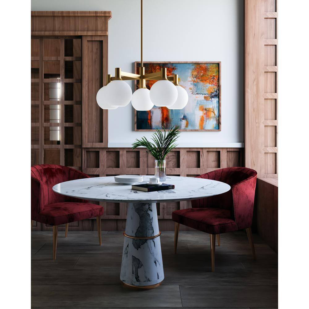 Castilla Aged Gold 6-Light Globe Chandelier with Opal Matte Shade