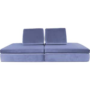 Lil Lounger Kids Play Couch with 2 Foldable Base Cushions and 2 Triangular Pillows in Dolphin