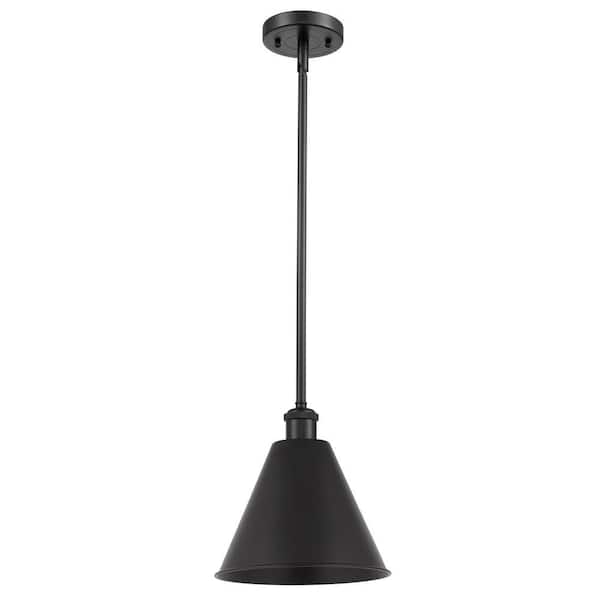 Ballston Cone 1-Light Matte Black Shaded Pendant Light with Matte Black Metal Shade