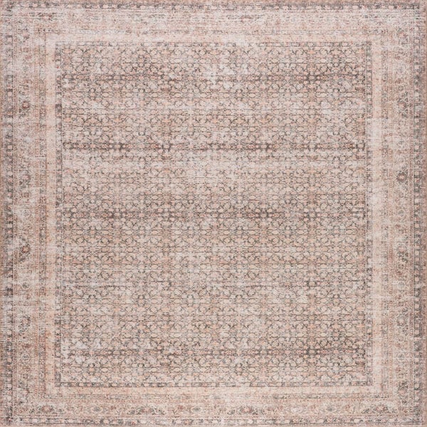 Hillstone Light Brown 6 ft. 7 in. x 9 ft. Traditional Vintage Medallion Area Rug
