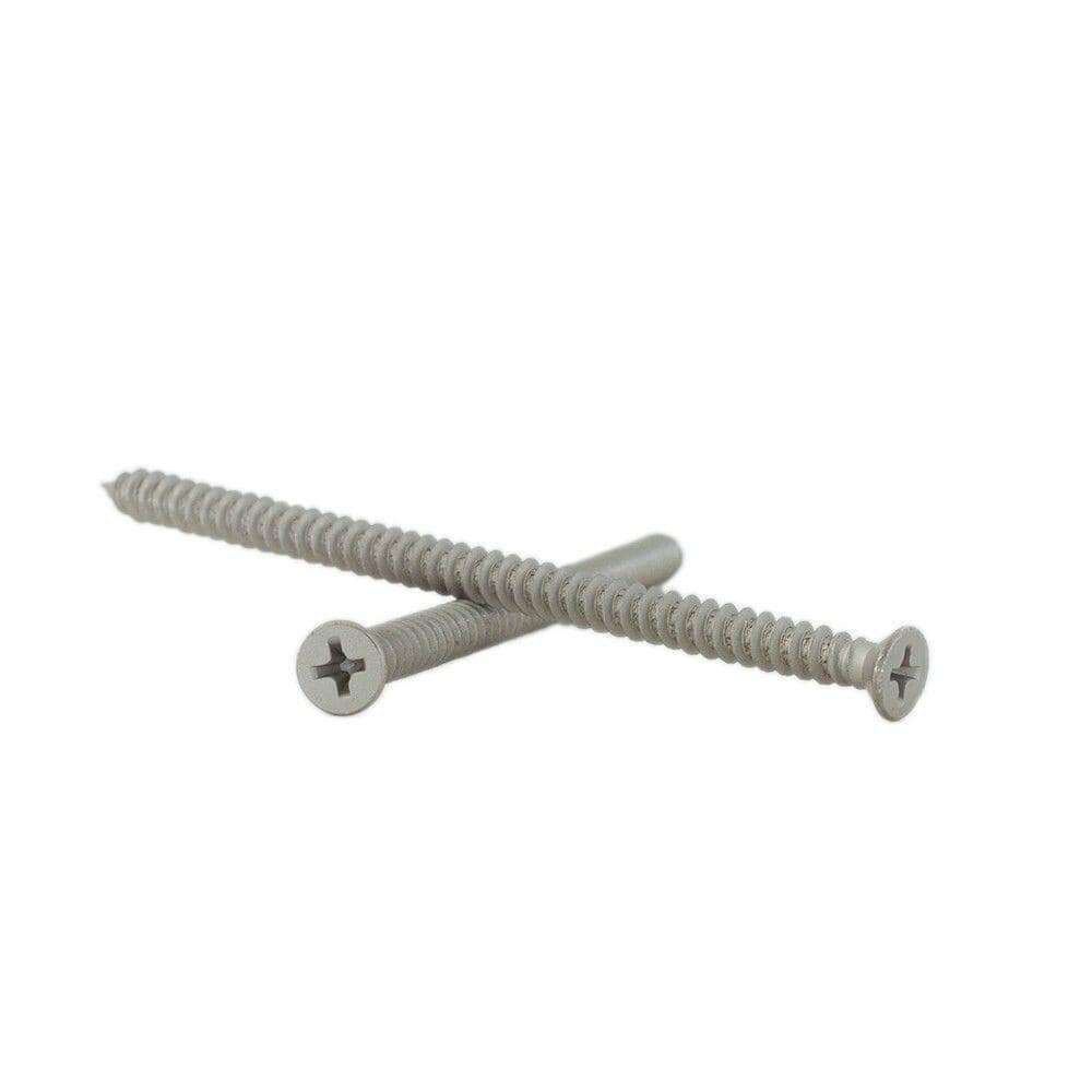 #10 x 4 in. Satin Nickel Phillips Flat-Head Long Hinge Screw with Oversize Threads to Secure Entry Doors (18-Pack)