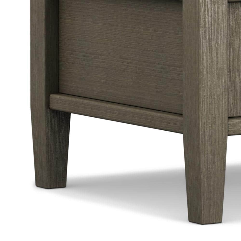 Farmhouse Gray Rectangular Wood End Table with Storage