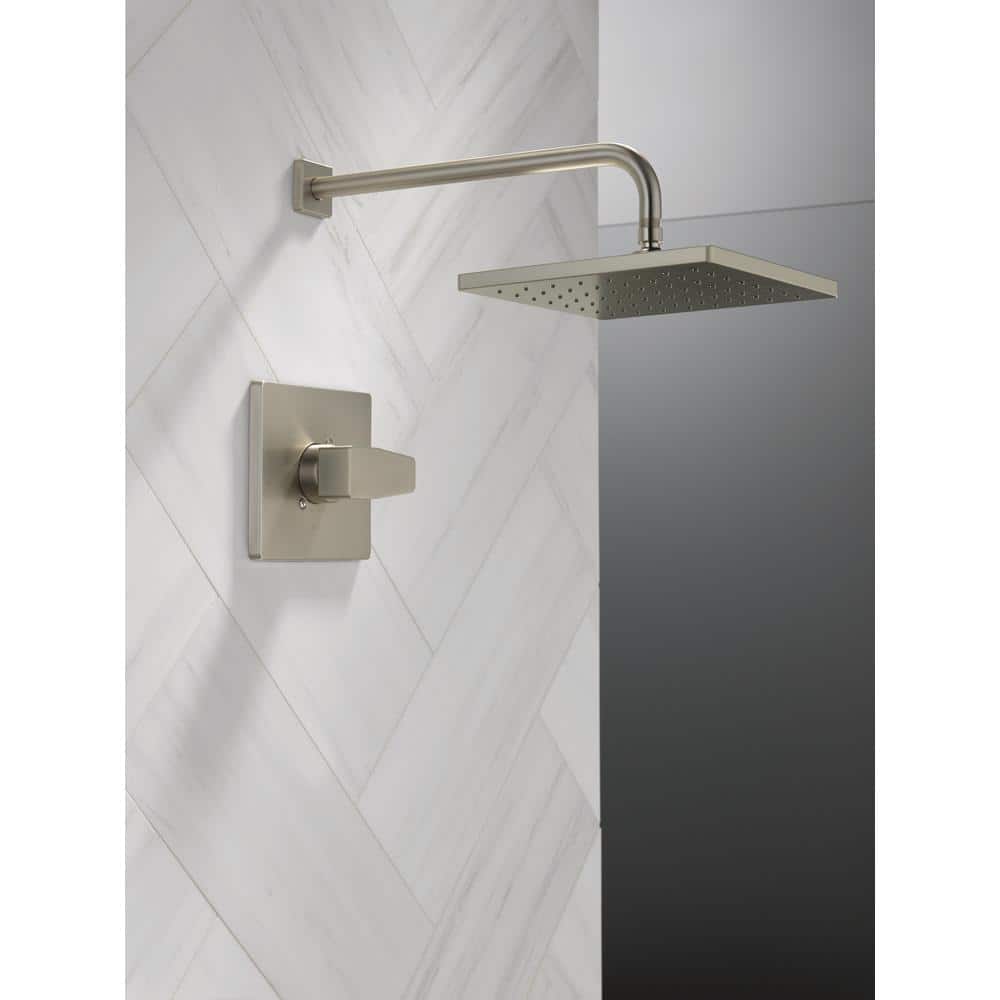 Spotshield Brushed Nickel Square Rainfall Shower Head Set