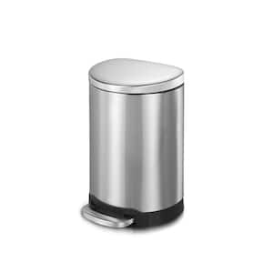 1.6 Gal./6-Liter Fingerprint Free Brushed Stainless Steel Semi-Round Step-On Trash Can