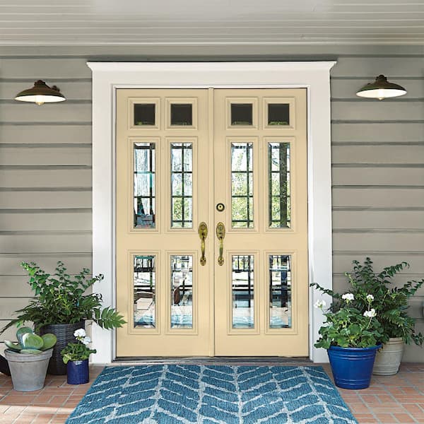 BEHR PREMIUM 1 qt. #350C-2 Banana Cream Satin Enamel Urethane