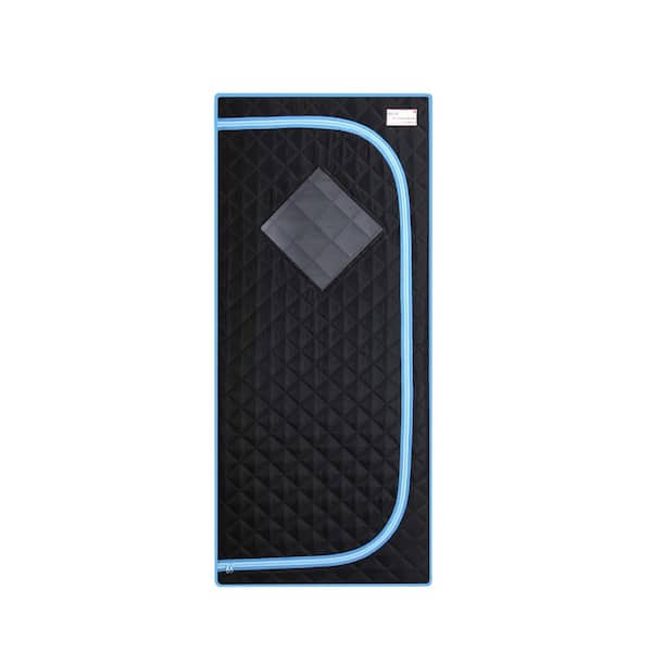 Portable Infra Black 1-Person Infrared Sauna Tent with Heating Foot Pad Foldable Chair Reading Light and Controller