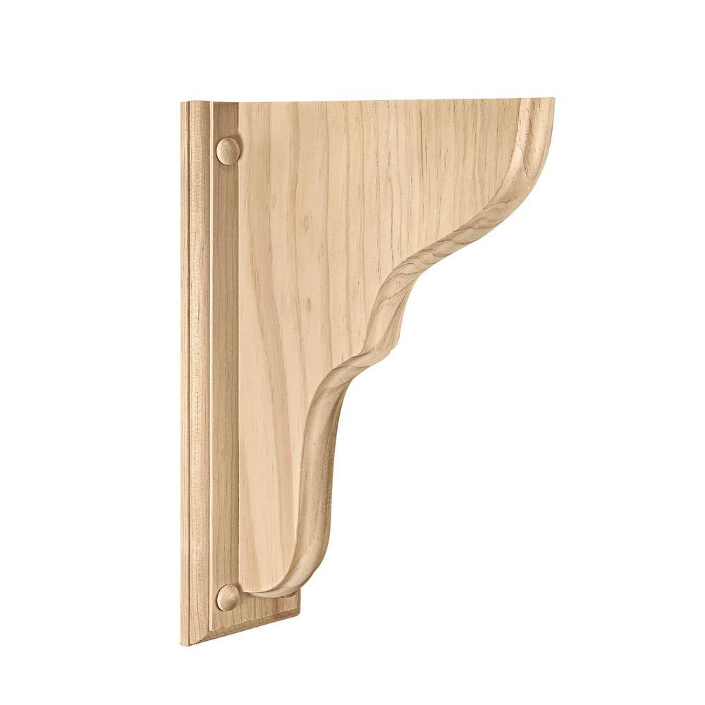 Satin Finish Pine Wood Bracket Shelf 9.75" Wall Mount