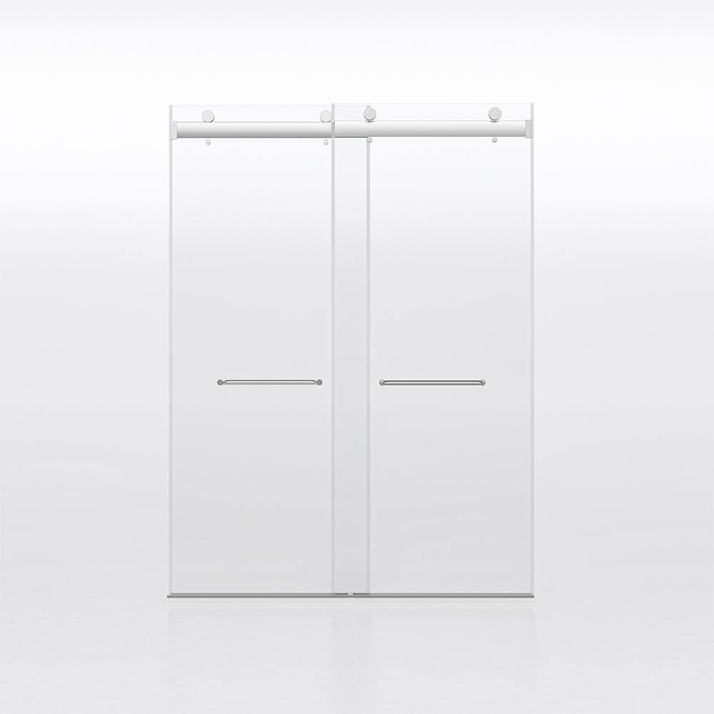 60 in. W x 76 in. H Frameless Sliding Shower Doors in Brushed Nickel Finish with 3/8 in. (10mm) Clear Tempered Glass price history on PriceWatchPro