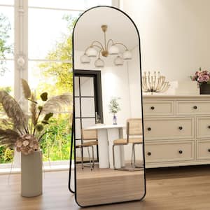 21 in. W x 63 in. H Arched Black Aluminum Alloy Framed Rounded Full Length Mirror Standing Floor Mirror