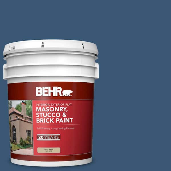 BEHR 5 gal. #M500-6 Express Blue Flat Interior/Exterior Masonry, Stucco and Brick Paint
