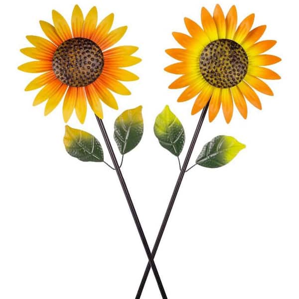 46.6 in. H Metal Sunflower Wind Spinner(2-Pack)