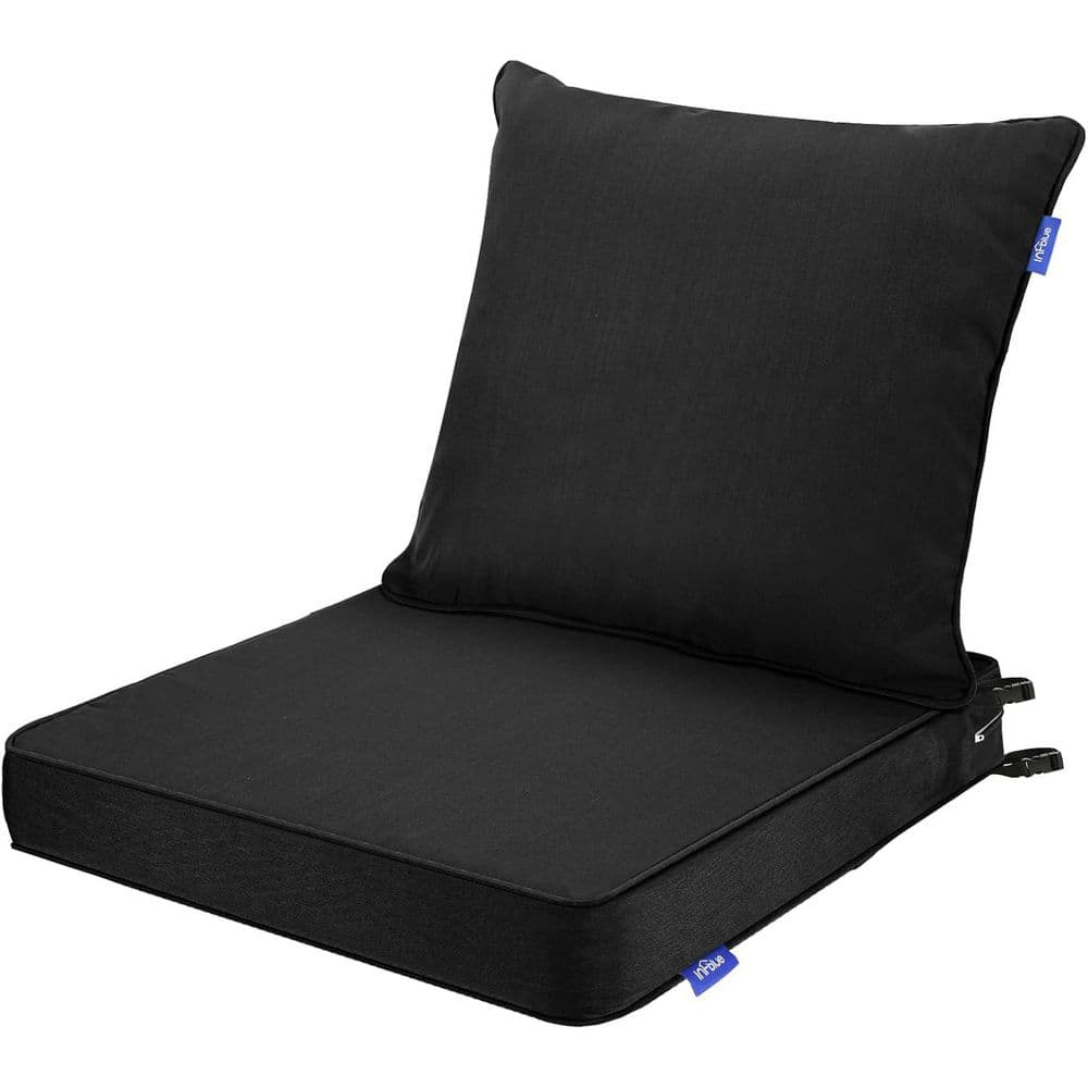 24 in. x 24 in. Olefin Black Outdoor Double Waterproof and UV-Resistant Tech Deep Seat Cushion Set price history on PriceWatchPro