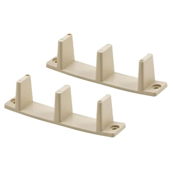by-Pass Closet Door Guides, 1-3/8 in, Plastic, Tan, Non-Adjustable, Floor Mount, Pack of 2
