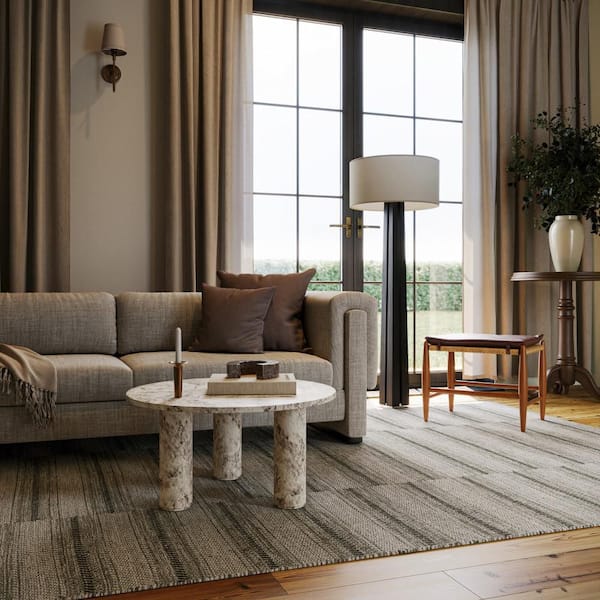 Nate Berkus x Rugs Mateo Striped Wool Cozy Olive 9 ft. x 12 ft. Indoor Area Rug