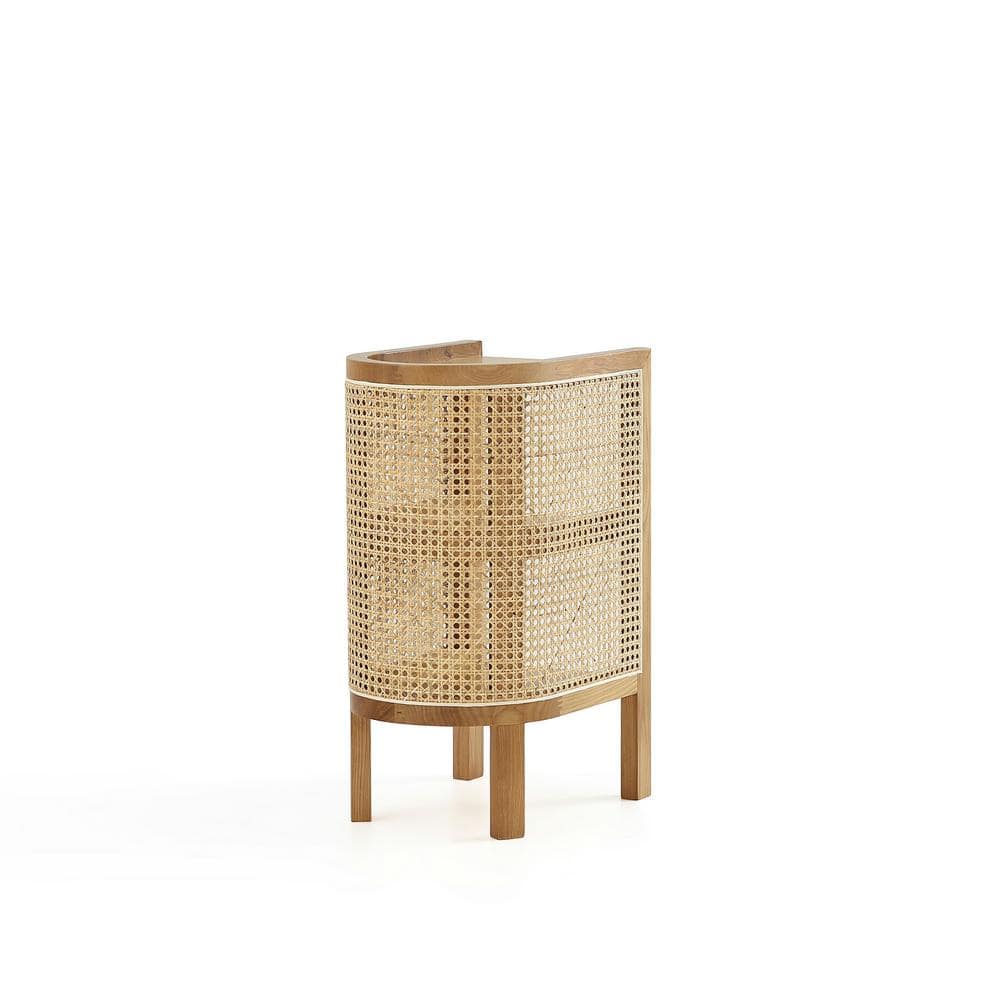 Tahitian Resort-Inspired Natural Ash and Rattan 2-Shelf End Table