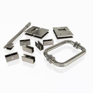 78 in. 90° Glass Hinged Hardware Pack in Brushed Nickel with Handle