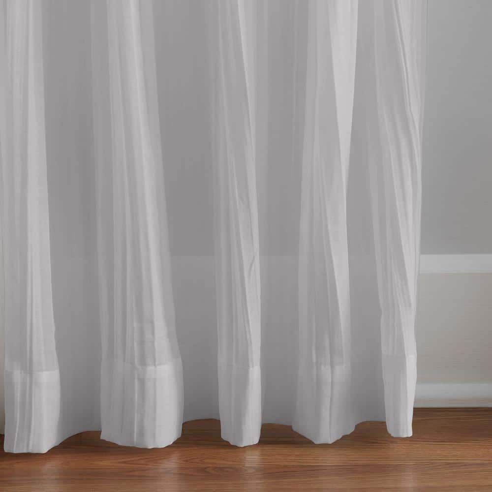 Gray Semi-Sheer Tie Top Polyester Window Curtain Panel - 52" x 95"