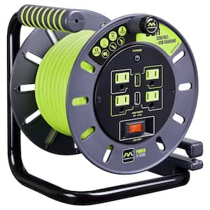 CRAFTSMAN Contractor Retractable Extension Cord Reel 100 Ft. with 4 Outlets  & Heavy Duty 12AWG SJTW Cable