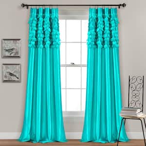 Circle Dream 54 in. W x 95 in. L Light Filtering Window Curtain Panels Turquoise