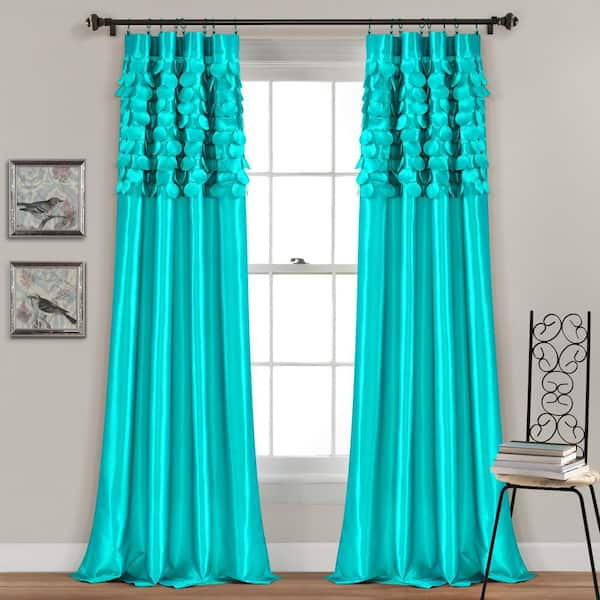 HOMEBOUTIQUE Circle Dream 54 in. W x 95 in. L Light Filtering Window Curtain Panels Turquoise