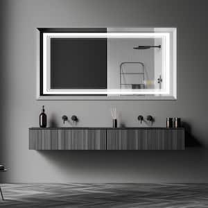 RS 60 in. W x 36 in. H Rectangular Beveled Edge Frameless Dimmable LED Anti-Fog Memory Wall Mount Bathroom Vanity Mirror