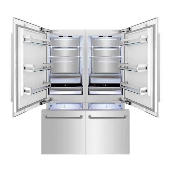 60 in. 4-Door French Door Refrigerator with Internal Ice and Water Dispenser in Stainless Steel