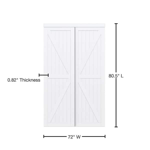 80'' Solid Manufactured Wood Paneled Prefinished Sliding Closet Doors