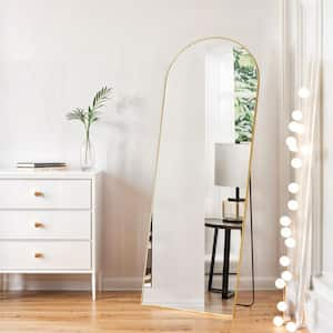 21 in. W x 64 in. H Aluminum Alloy Frame Arched Full Length Gold Mirror with Shatter-Proof Glass