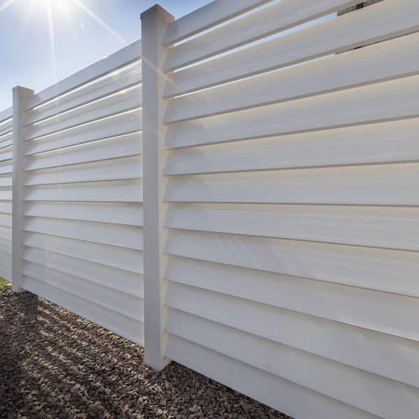 Barrette Outdoor Living Louvered 5 in. x 5 in. x 102 in. White Vinyl Fence Post