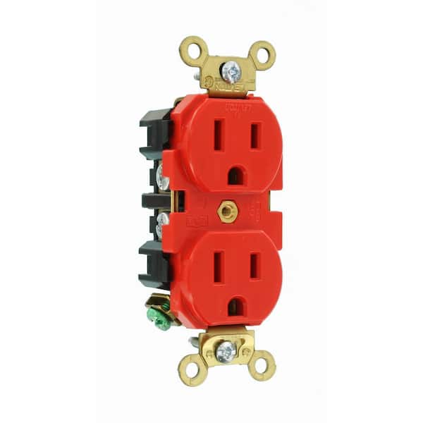 15 Amp 125 V Industrial Grade Duplex Outlet/Receptacle, Red (1-Pack) 5262-R