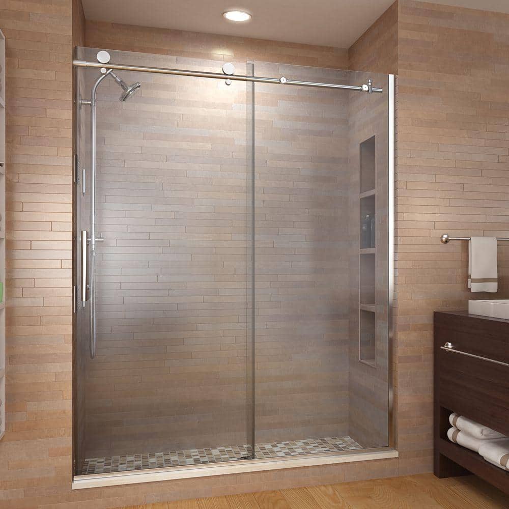 Vinesse 59" x 76" Frameless Chrome Sliding Shower Door