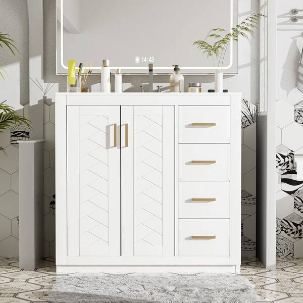 Staykiwi 36 in. W Single Sink Freestanding Bath Vanity in White