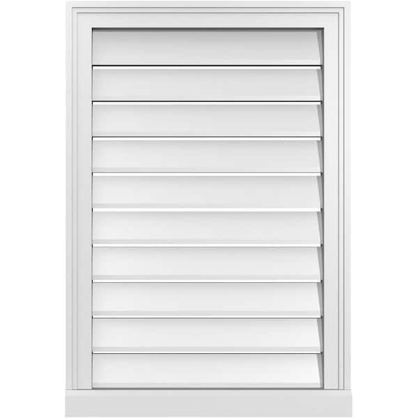 Ekena Millwork 22 in. x 32 in. Vertical Surface Mount PVC Gable Vent: Functional with Brickmould Sill Frame