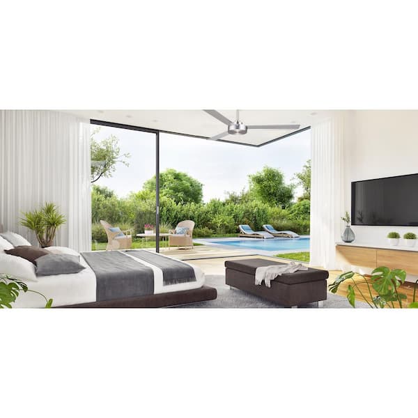 Roto XL 62 in. Indoor/Outdoor Brushed Aluminum Ceiling Fan with Wall Control