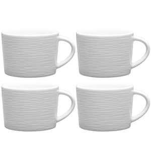 Colorscapes White-on-White Swirl 6 fl. oz. (White) Porcelain Tea Cups, (Set of 4)