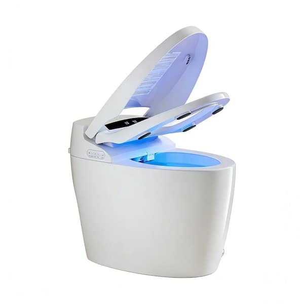 1.26 GPF Round 1 Piece Smart Heated Seat Bidet Toilet with Warm Water Sprayer and Dryer in White Seat Included