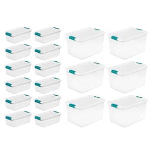 19 Qt. Plastic Stackable Storage Bins for Pantry in White (4-Pack)