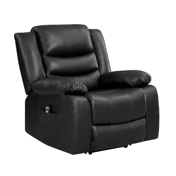 Lazzara Cruz Black Faux Leather Power Lift Recliner