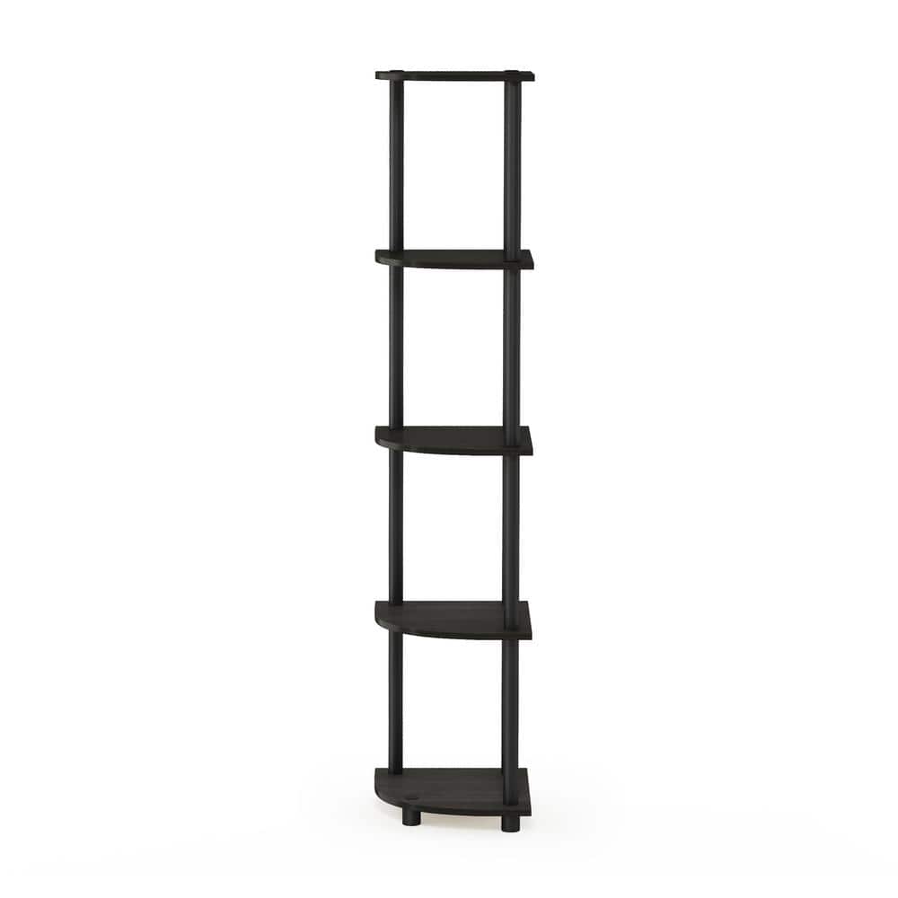 Espresso/Black 5-Tier Corner Floor Mount Water Resistant Shelf
